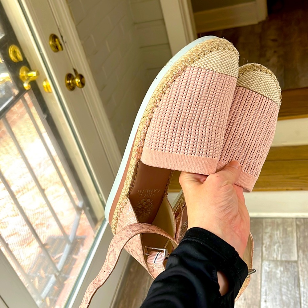 Light pink knit espadrilles by Vince Camuto